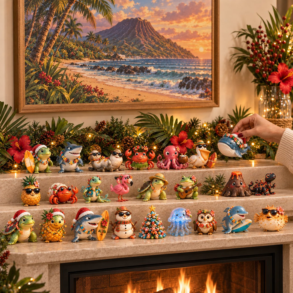 🌺🎄 24 Days of Hawaiian Odd Friends Advent Calendar – 24 Hand-Painted Tropical Mini Figures 🎁✨