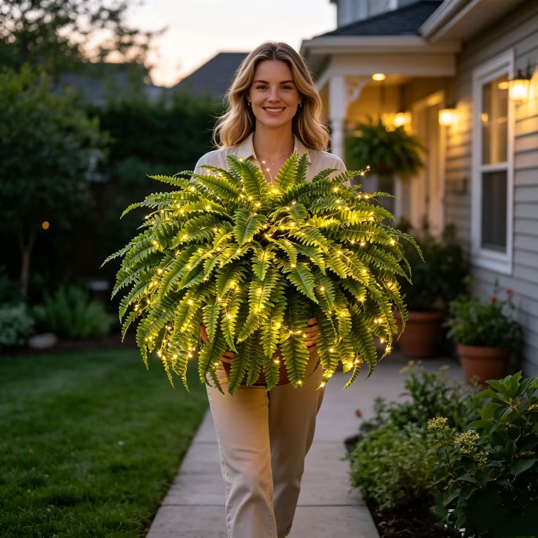 💛Glowing Boston Ferns with Lights – 🌿 Zero Watering, Zero Maintenance🌿
