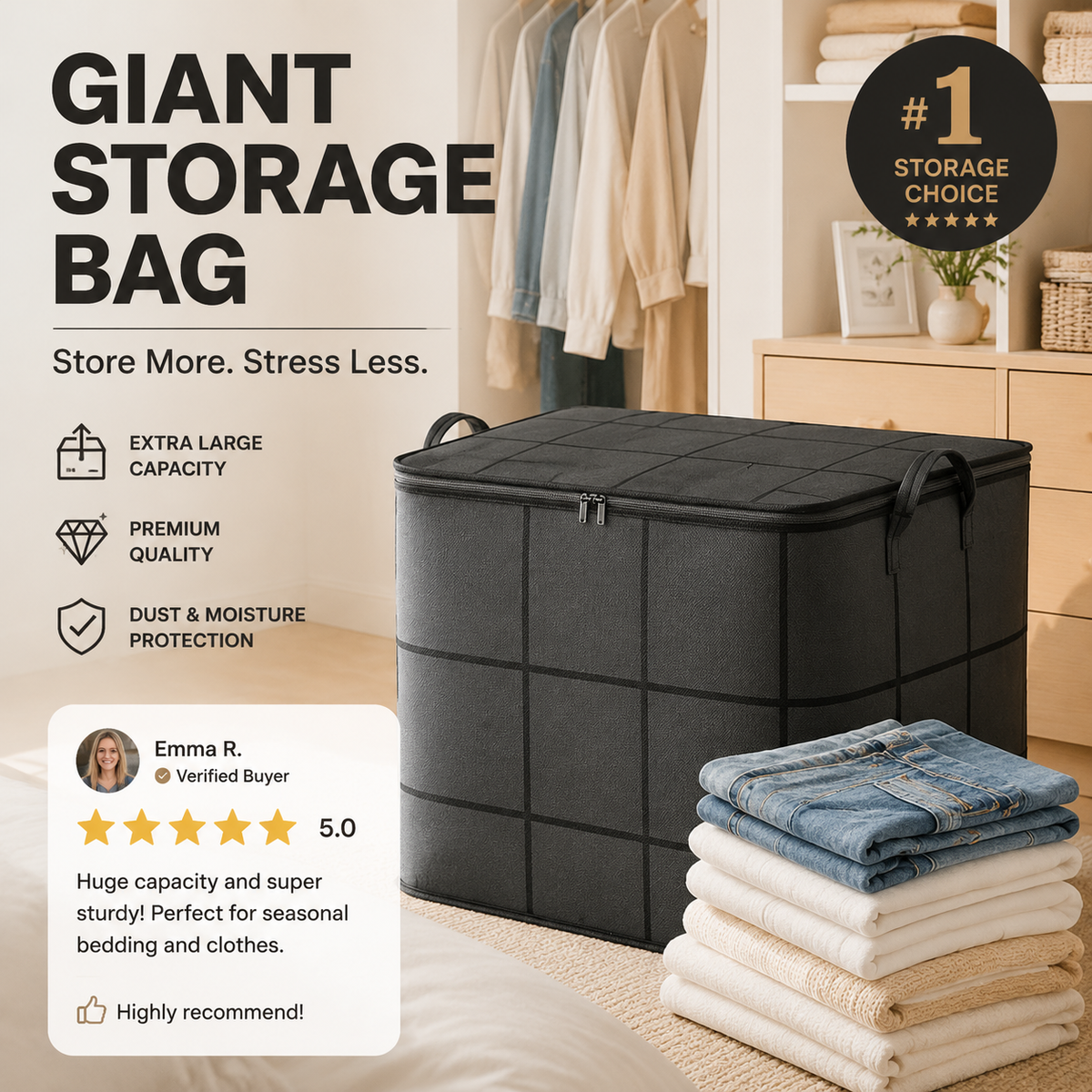 50% OFF Factory Clearance -Foldable Storage Tote -Waterproof, Dustproof, Big & Portable
