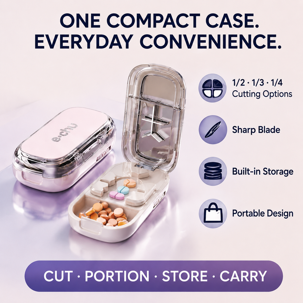 ⏳ Last day 49% OFF -💊Portable Pill Cutter/Splitter & Storage Case (Cuts into 1/2, 1/3, or 1/4 portions)