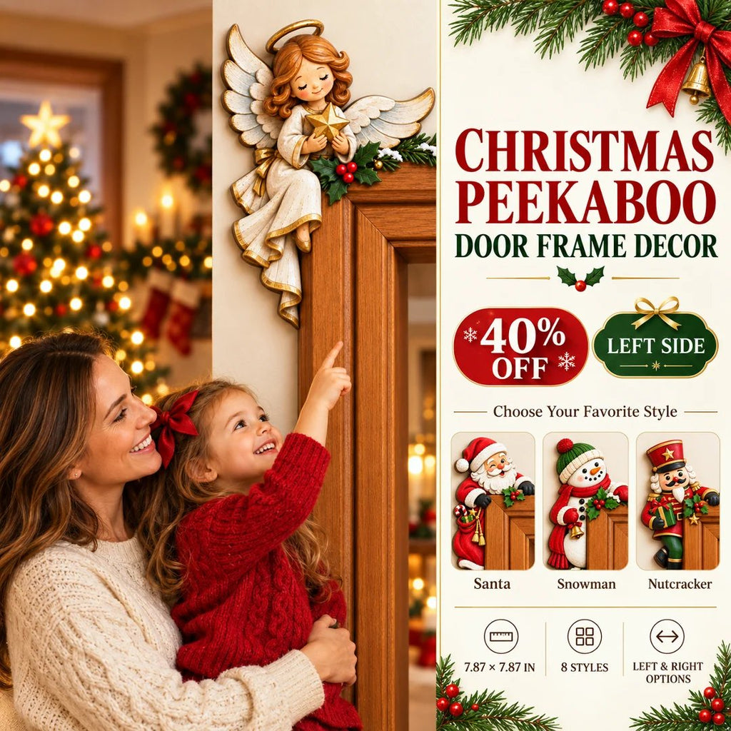 🎄👀 Christmas Peekaboo Door Frame Corner Decor | Size: 20 cm ✨