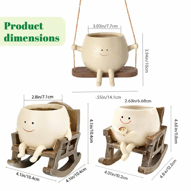 🌼 Cartoon Chair Resin Vase – Adorable Flower Pot & Home Decor