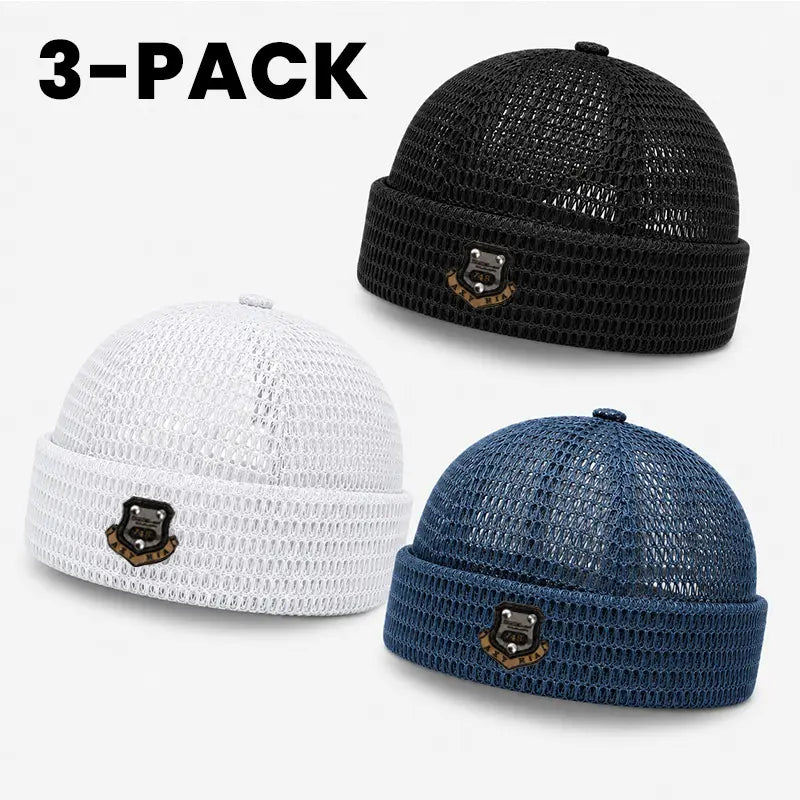 🧢🧢Men's 3-Pack Feather-Soft Blended Yarns Mesh Netting Beanies