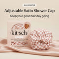 Adjustable Extra-Roomy Satin Shower Cap for All Hair Types