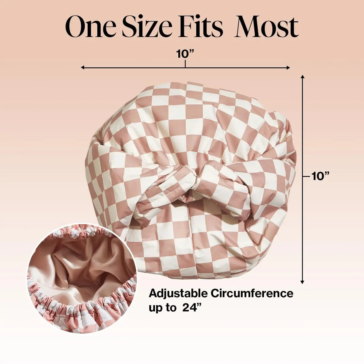 Adjustable Extra-Roomy Satin Shower Cap for All Hair Types