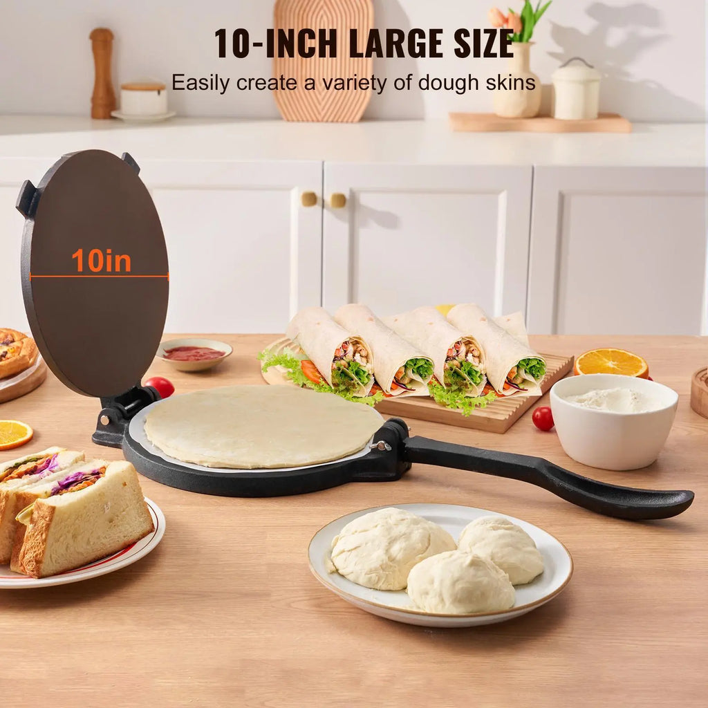 🍕🥞10-inch tortilla press—suitable for making tortillas, pita bread, flatbreads, and pancakes.