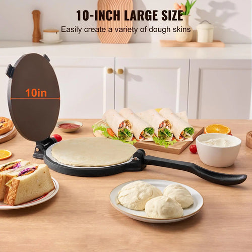 10-inch tortilla press—suitable for making tortillas, pita bread, flatbreads, and pancakes.