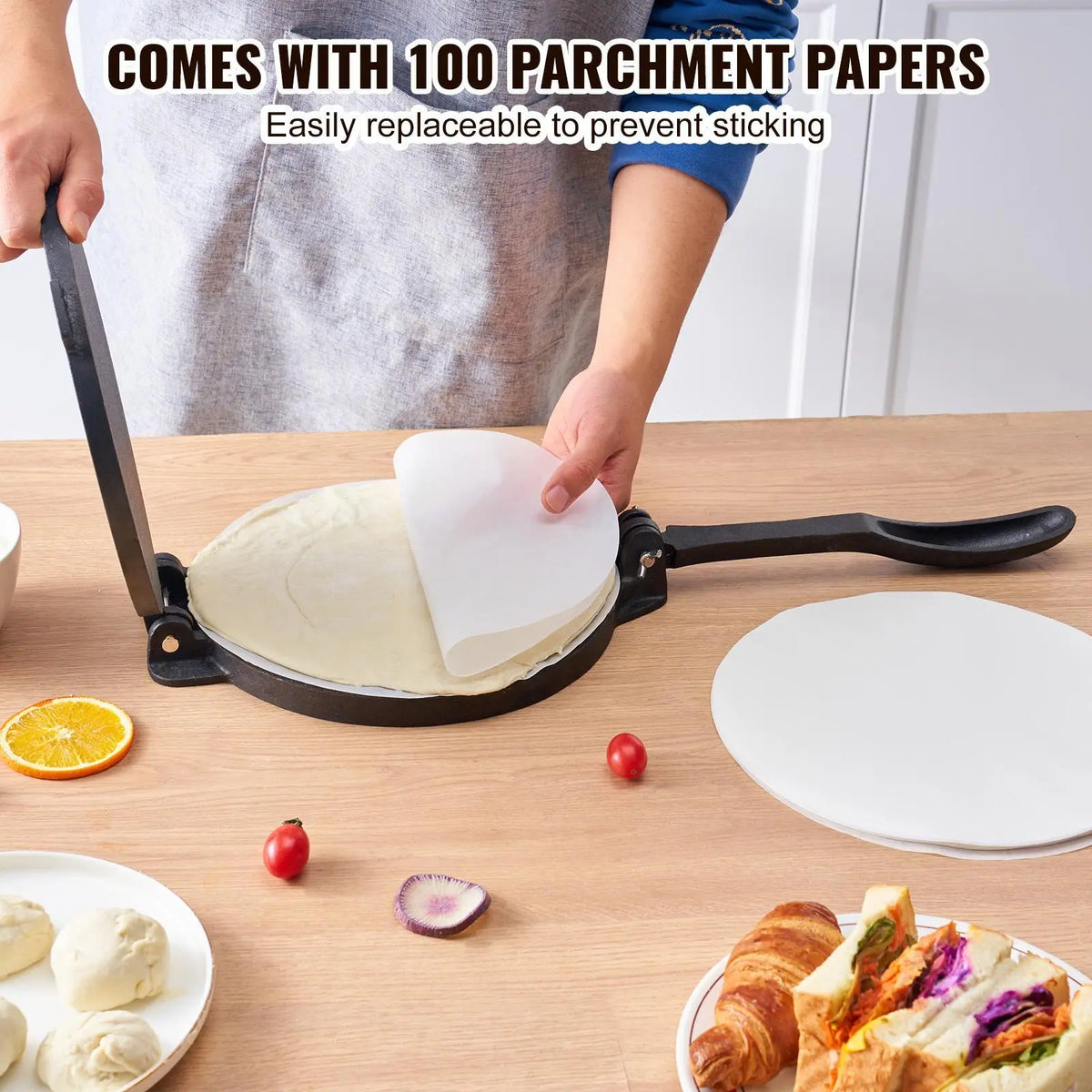 🍕🥞10-inch tortilla press—suitable for making tortillas, pita bread, flatbreads, and pancakes.
