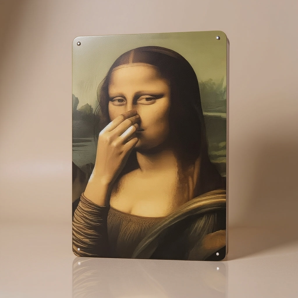 Mona Lisa Inspired Bathroom Humor Metal Sign – Funny Vintage Toilet Wall Decor - BW076