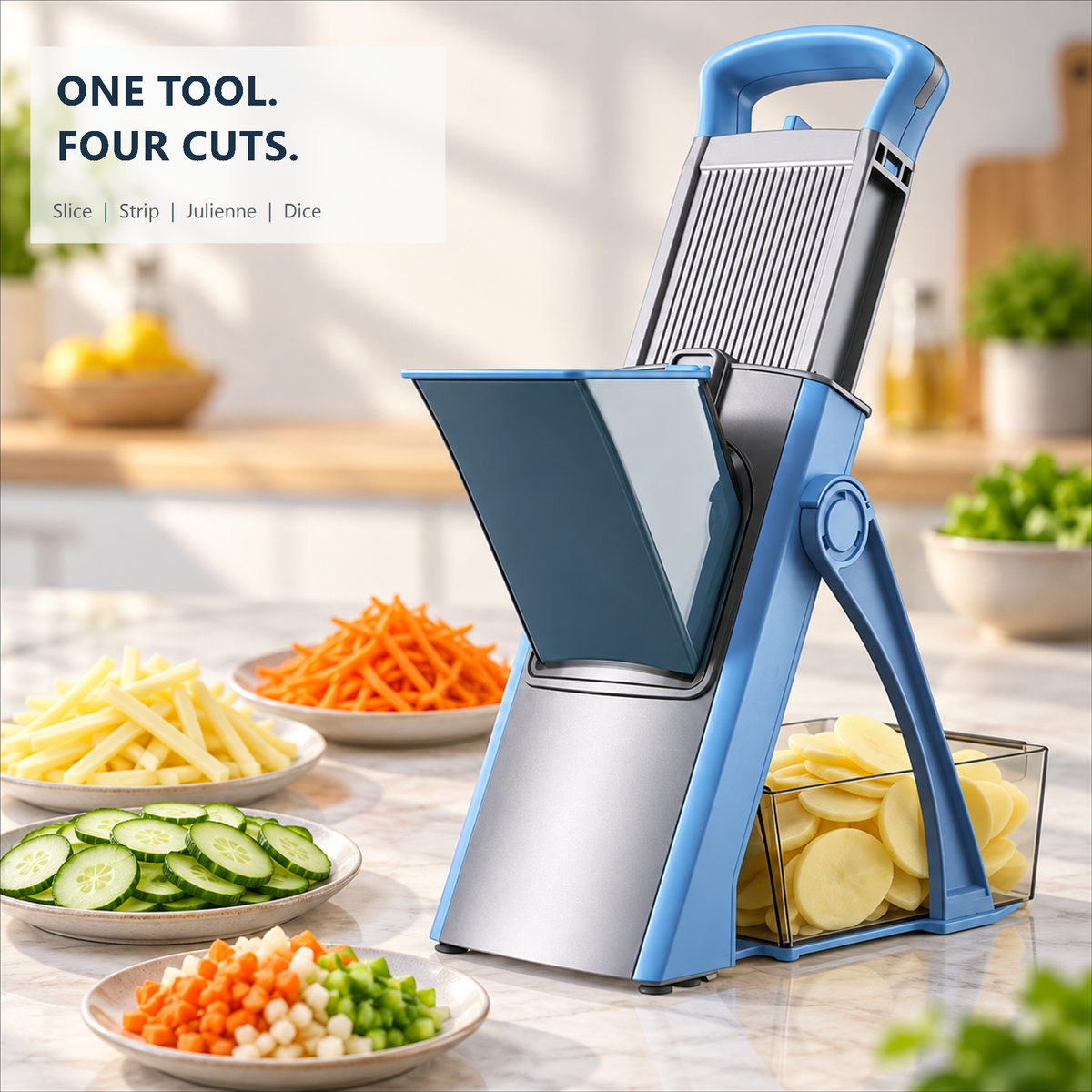 🥕🔪 sohochic Safe Mandoline Slicer Plus – Adjustable Vegetable Chopper & Fries Cutter ✨🔪