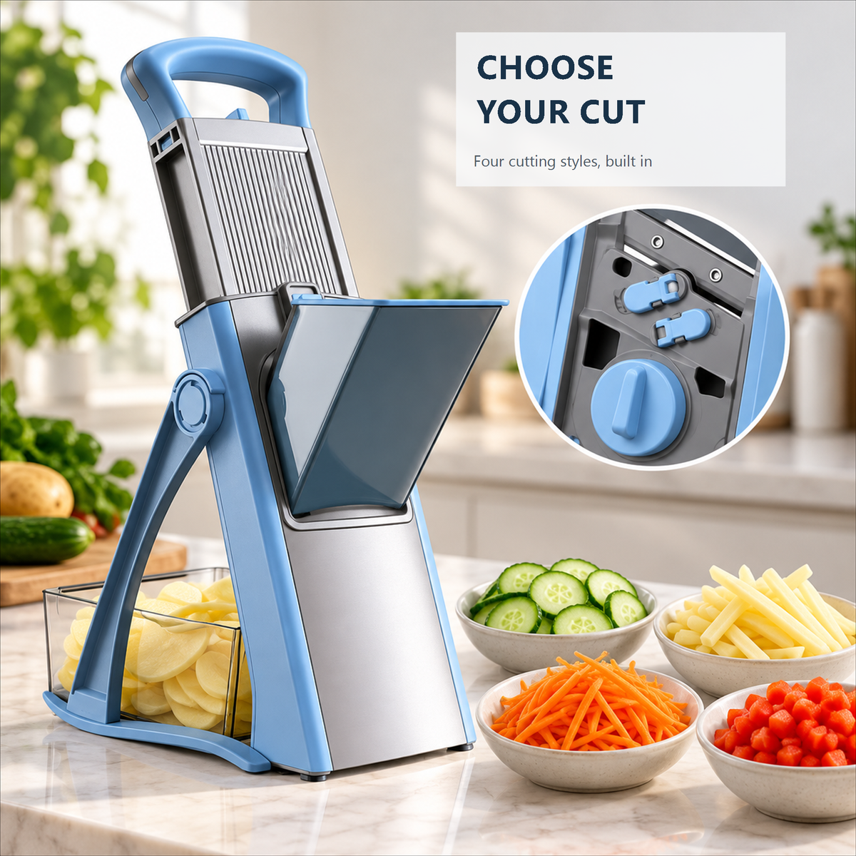 🥕🔪 sohochic Safe Mandoline Slicer Plus – Adjustable Vegetable Chopper & Fries Cutter ✨