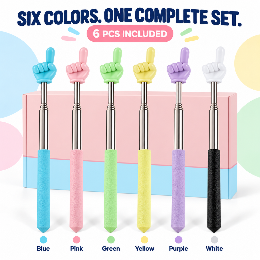 👉📚 6PCS Telescopic Finger Pointer Sticks – Extendable Teaching & Presentation Tools ✨