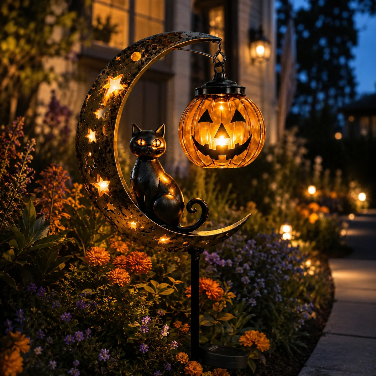 Halloween Early Bird Sale | 49% OFF Pumpkin Moon Garden Stake Light2