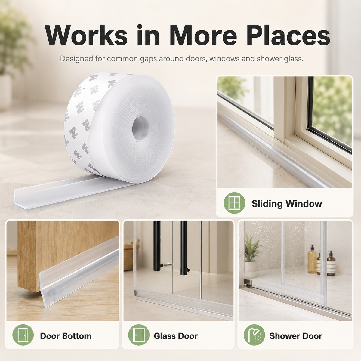 🚪16.4 Ft Door Weather Stripping Seal – Self-Adhesive Draft Stopper for Doors & Windows
