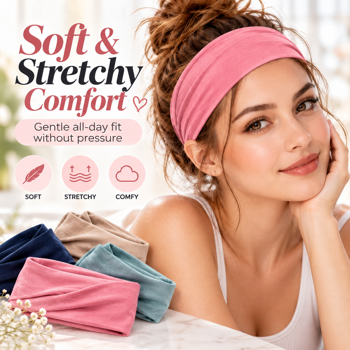 ✨✨Women's Universal 6-Pack No-Slip Elastic Fashion Headband Set