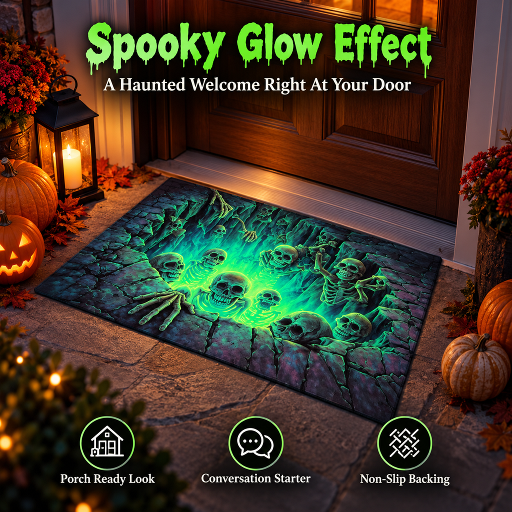 ❤️3D Halloween Optical Illusion Door Mat – Spooky Non-Slip Entryway Rug