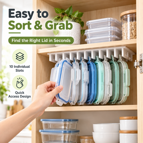10-Slot Lid Organizer 2-Pack – Kitchen Cabinet & Wall Mount Storage Holder