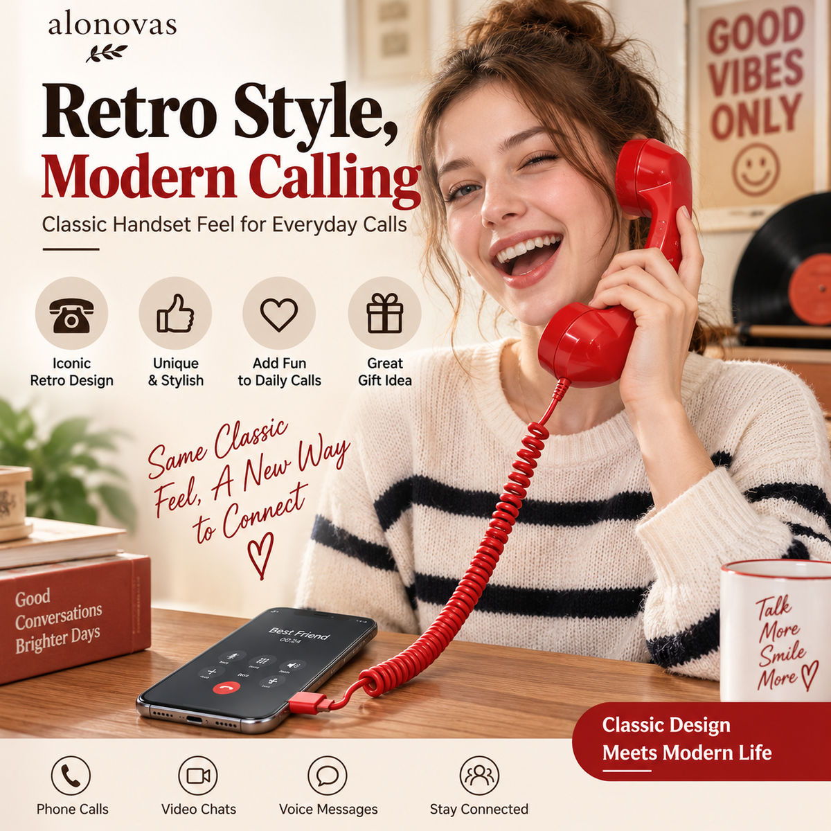 ☎️✨ Retro Phone Handset with Type-C | Vintage Wired Receiver 📞🔌