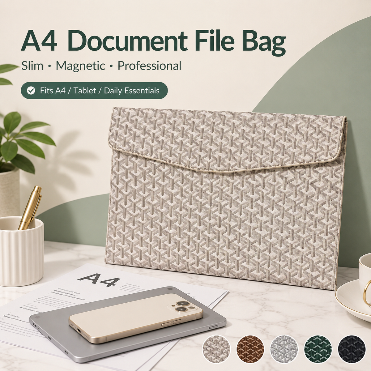 A4 Padfolio Document Organizer – 13" Laptop & Tablet Sleeve with Magnetic Closure
