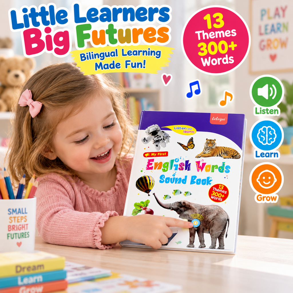 English Sound Book for Children Aged 1–6 — Interactive Educational Toy Featuring Over 300 Words and 13 Themes