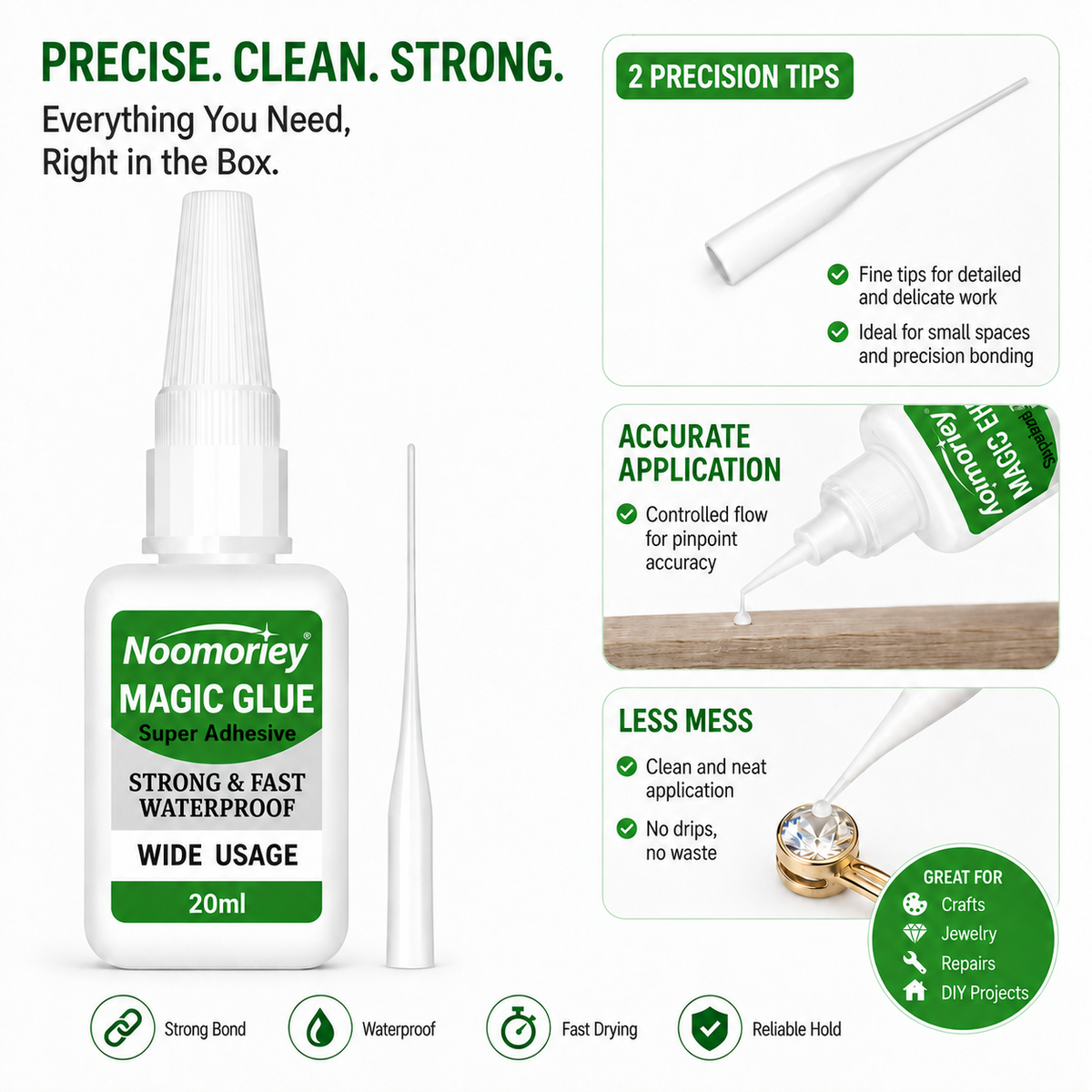 3 PCS Fast-Setting Super Glue, Ideal for Projects and Repairs