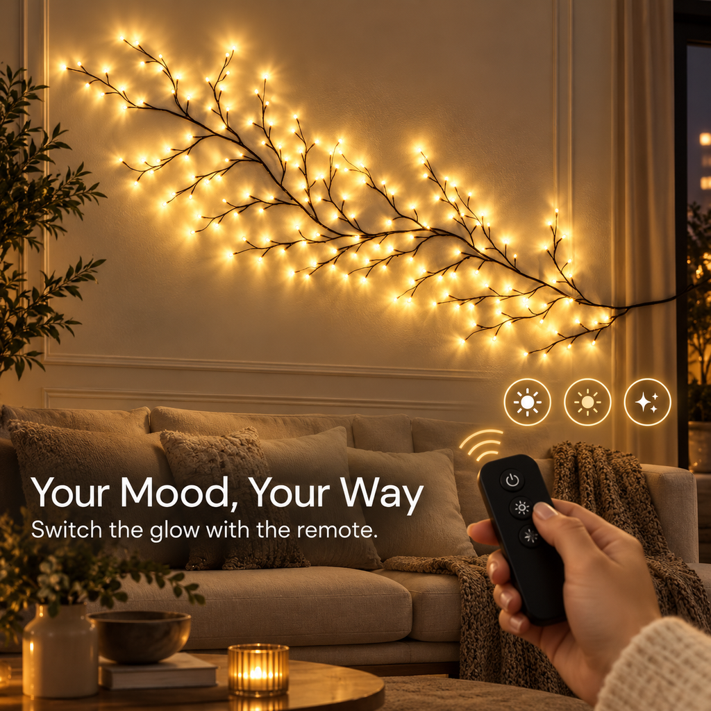 1.9m LED Vine Branch Light – Remote Controlled, 96 LEDs