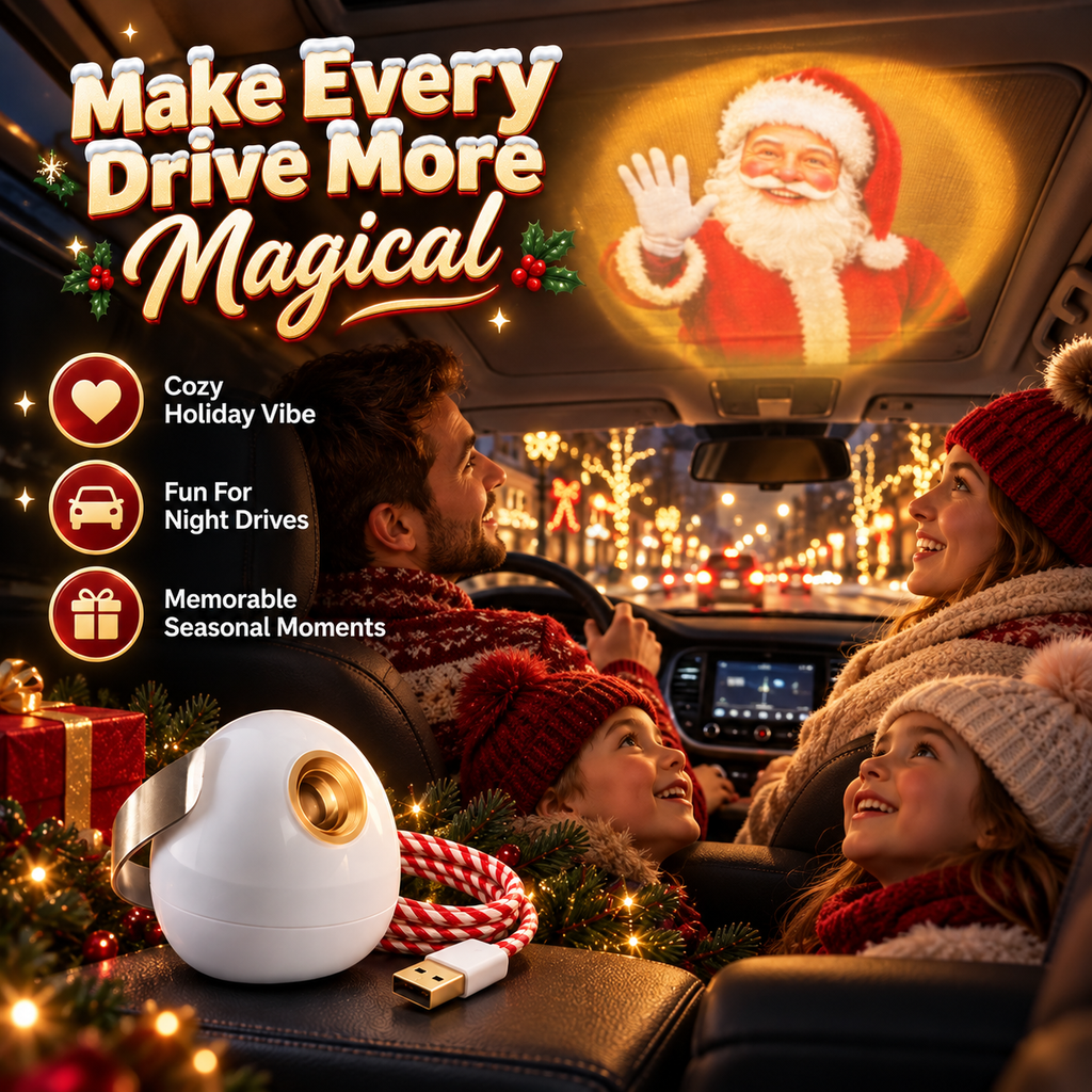 🎅 Santa Beam™ Christmas Car Projector🎄– USB Holiday Projection Light with 6 Santa Films！！！✨