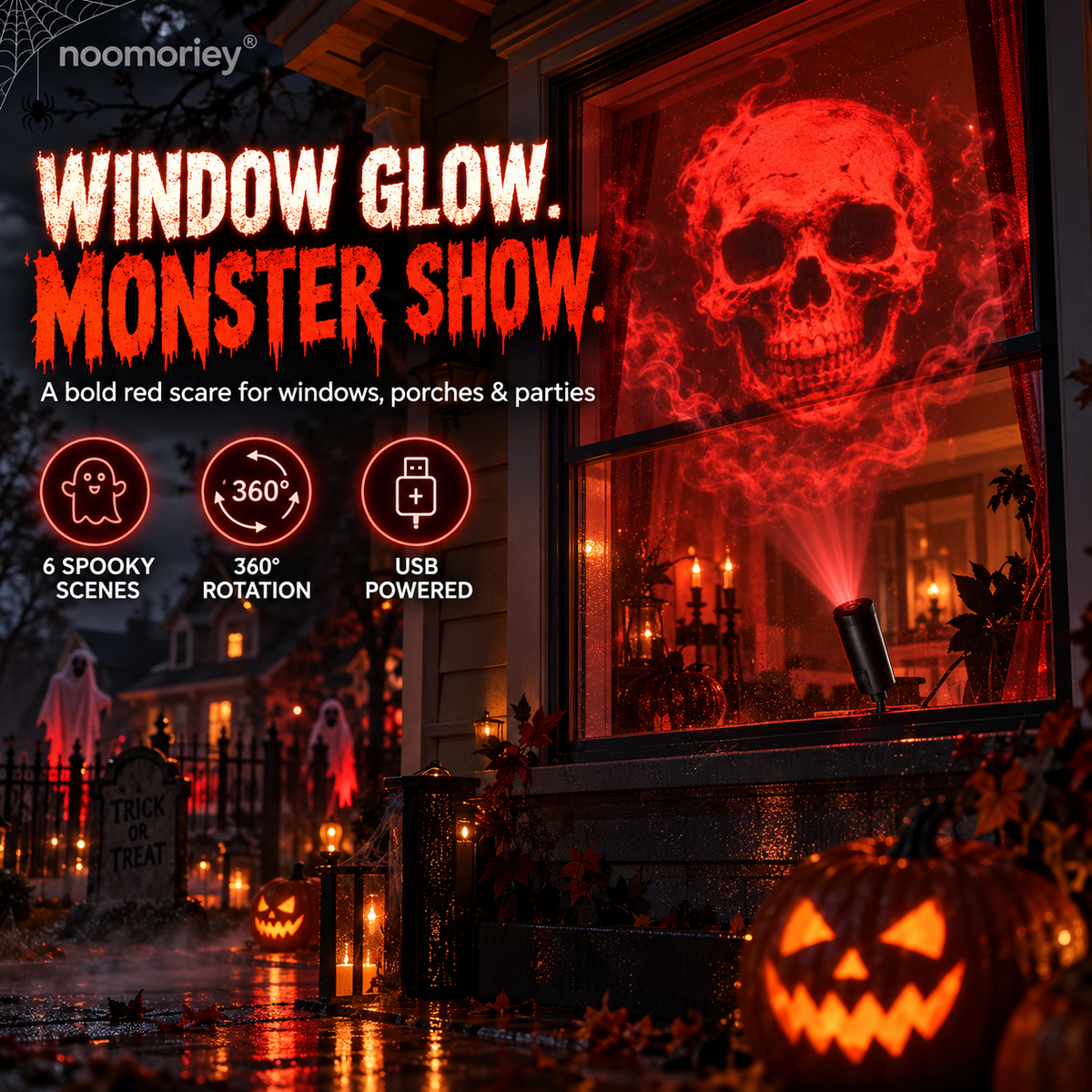 🎃👻 HD Halloween Scene Projector – 6 Spooky HD Projections, Pick Your Perfect Display ✨