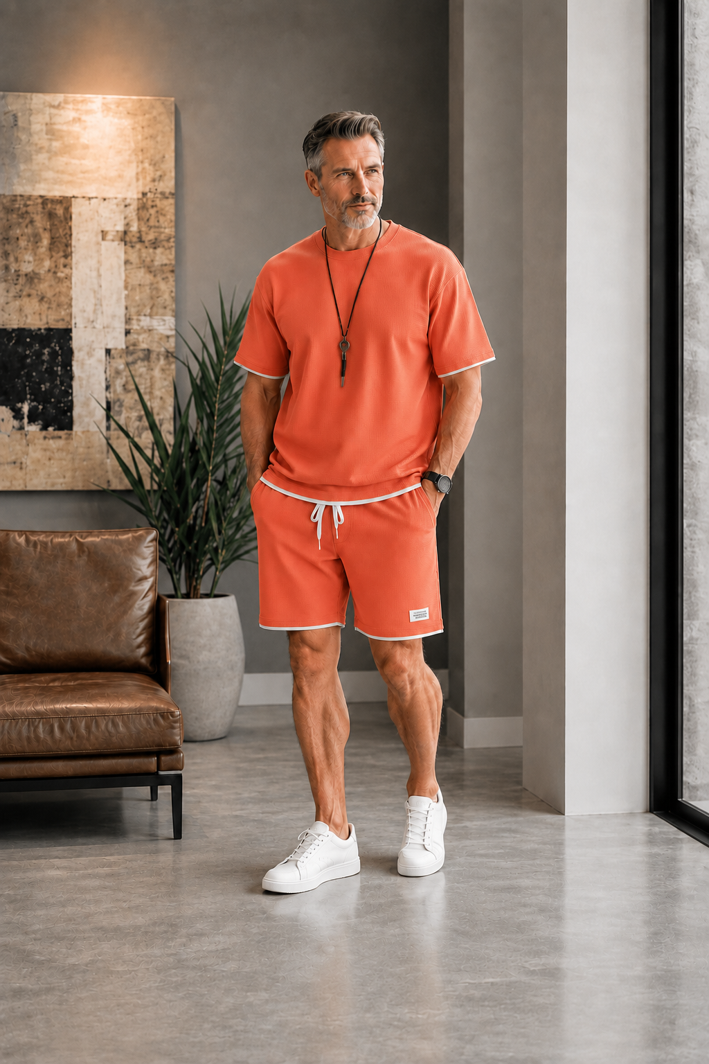 🪐 Men's Letter Print Tee & Drawstring Shorts Set