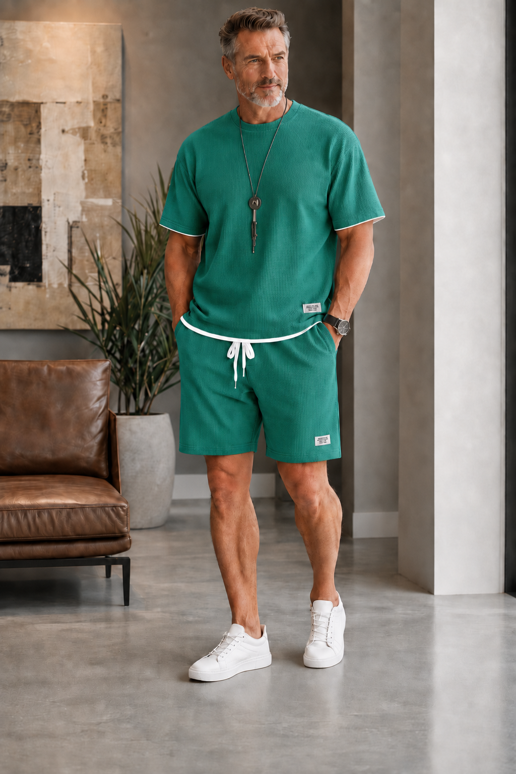🪐 Men's Letter Print Tee & Drawstring Shorts Set