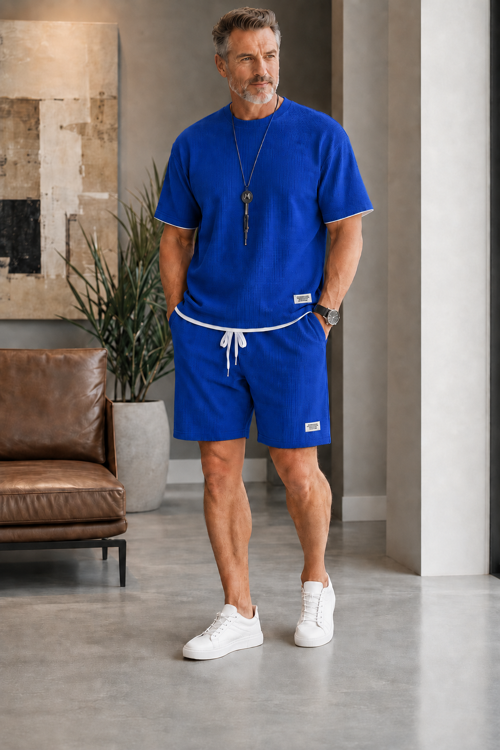 🪐 Men's Letter Print Tee & Drawstring Shorts Set