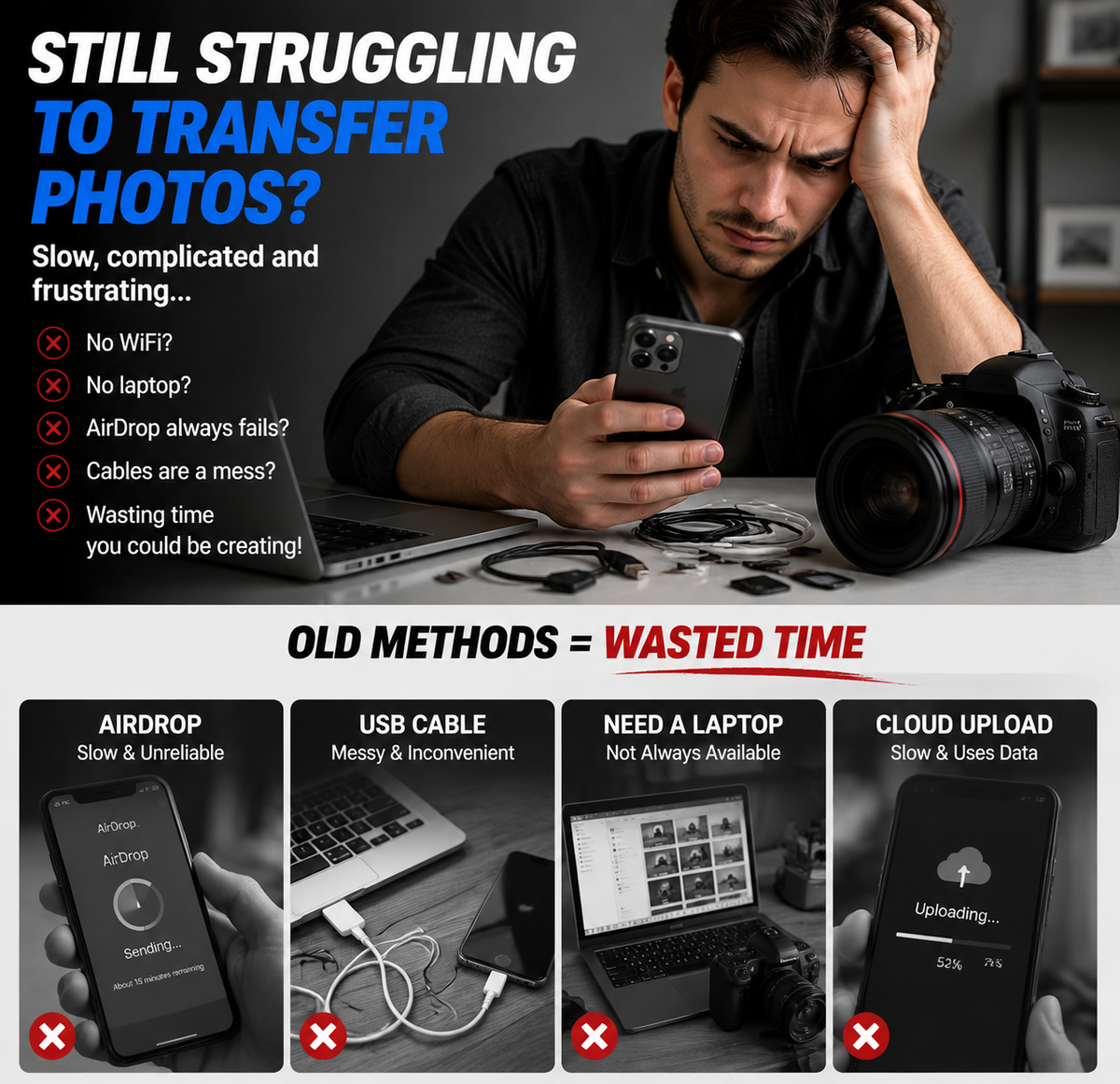 💥Hot💥Limited-time 50% discount🔌 5-in-1 SD Card Reader for iPhone & USB-C – Fast Photo & Video Transfer Adapter
