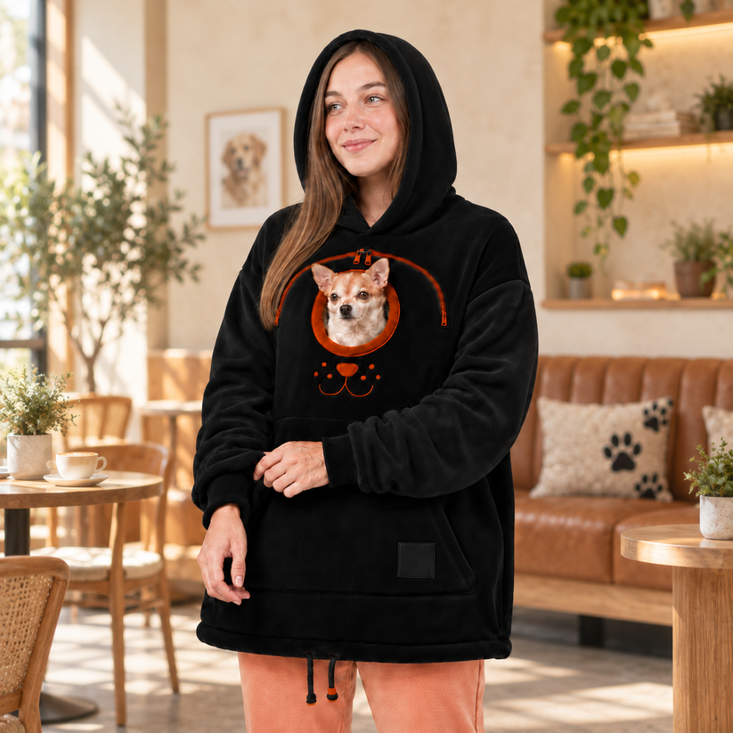 🐕 Cozy Fleece Pet Bonding Pouch Hoodie - Warm &Supportive Small Pet Carrier Clothing