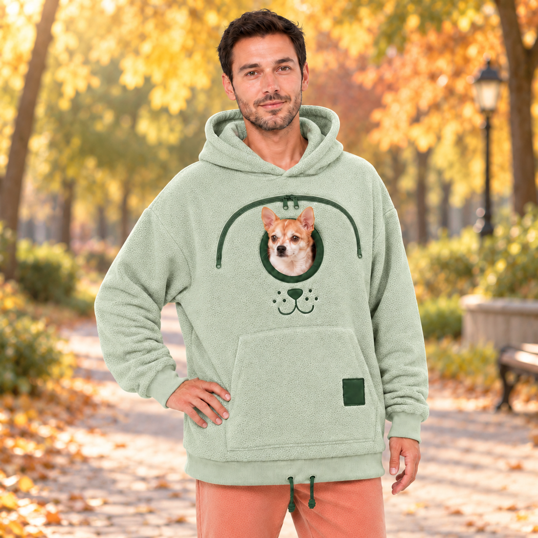 🐕 Cozy Fleece Pet Bonding Pouch Hoodie - Warm &Supportive Small Pet Carrier Clothing