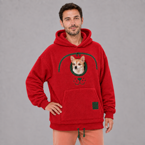 ⏳🔥LIMITED TIME 50% OFF!🐕 Cozy Fleece Pet BondingPouch Hoodie - Warm &Supportive Small Pet CarrierClothing