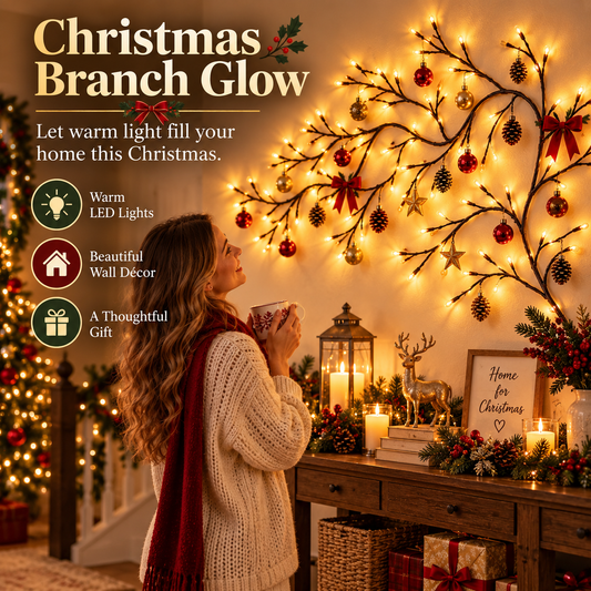 🌿✨ Flexible LED Branch Lights | Remote-Controlled Holiday Wall Decor 🎄💡