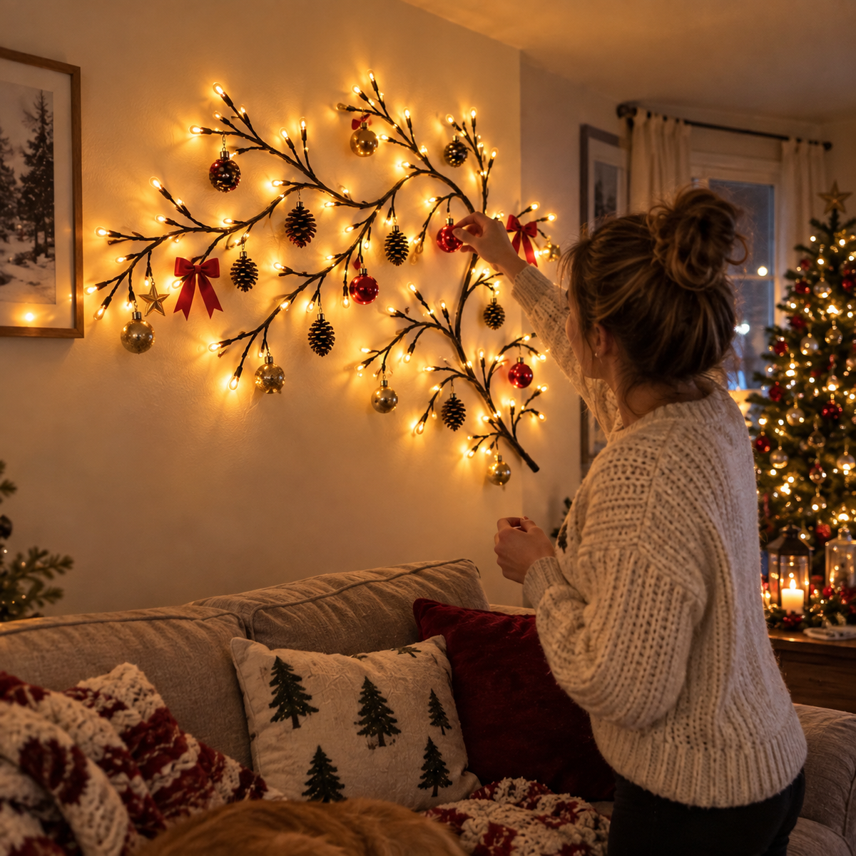 🌿✨ Flexible LED Branch Lights | Remote-Controlled Holiday Wall Decor 🎄💡