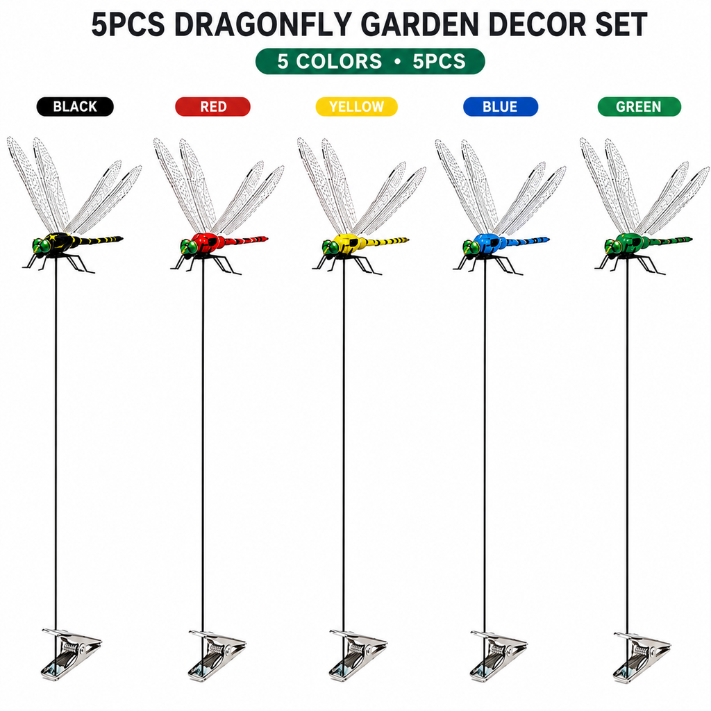 🌈 Realistic Dragonfly Clips – Colorful Garden & Outdoor Decor