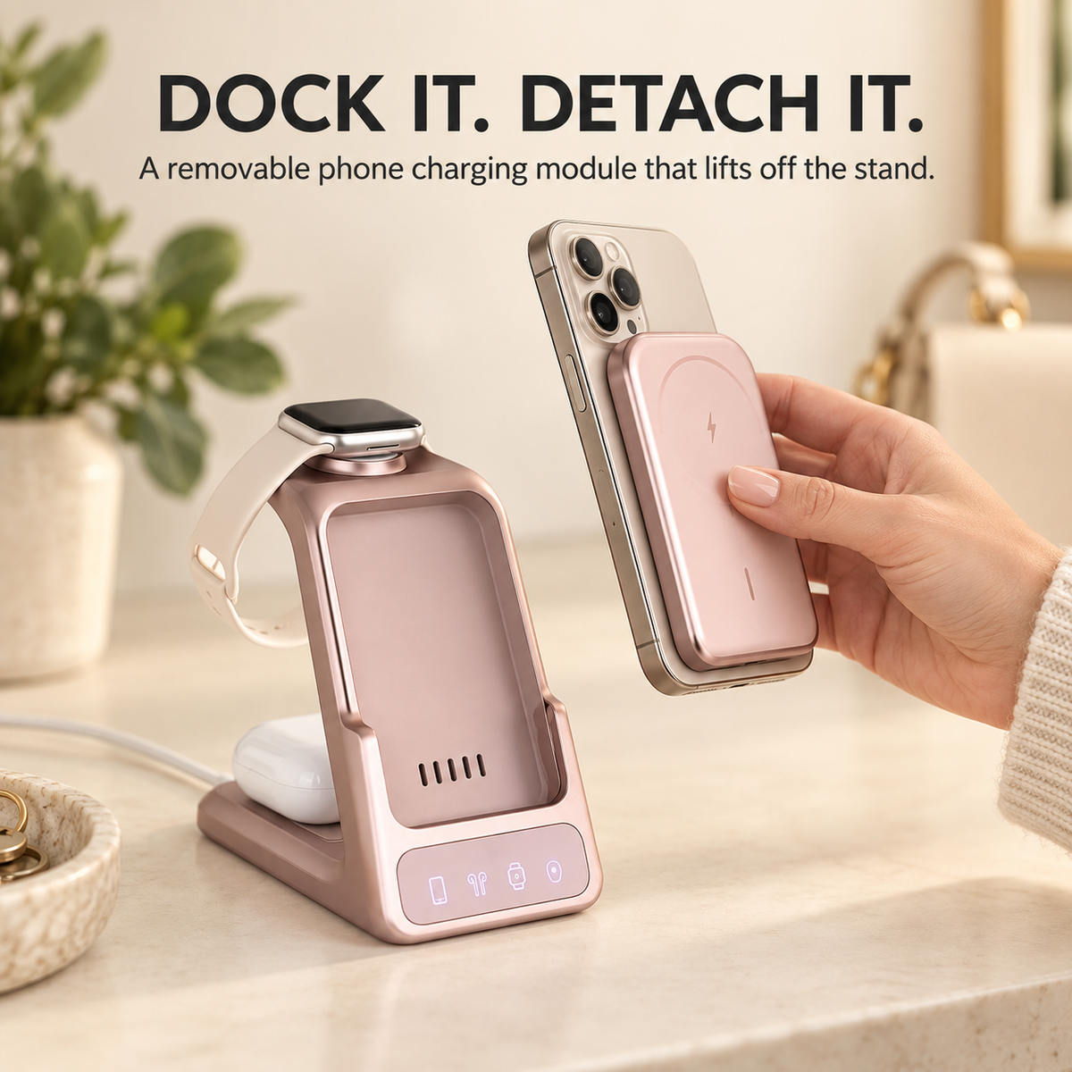 ⚡🧲 3-in-1 Magnetic Charging Station with Detachable Phone Charging Module 📱✨
