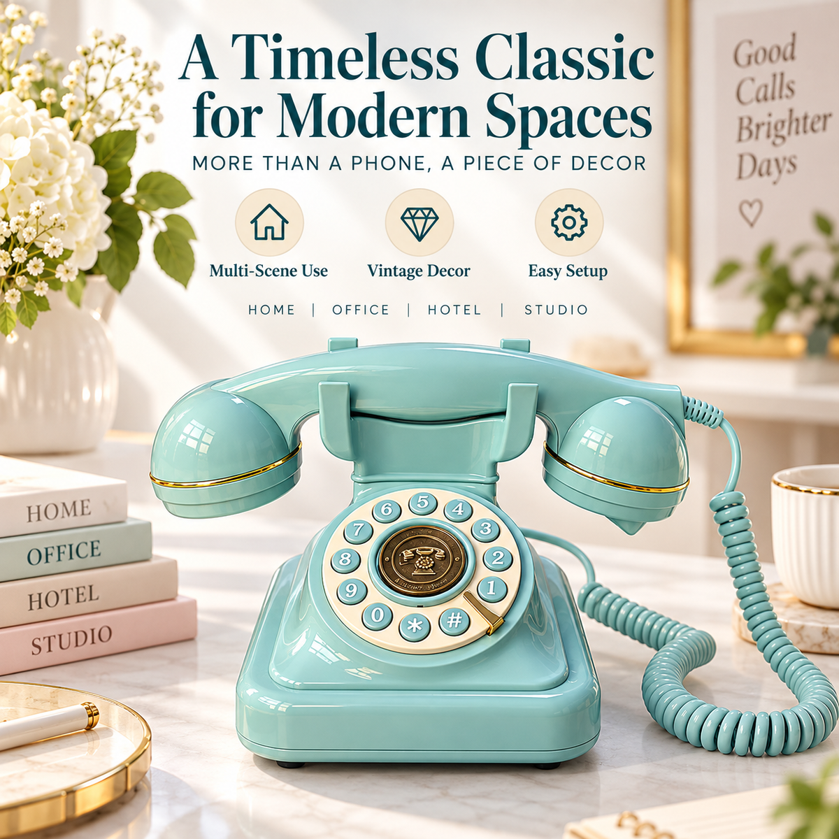 ☎️ Vintage Pink Corded Landline Phone – Retro Home Décor 🌸