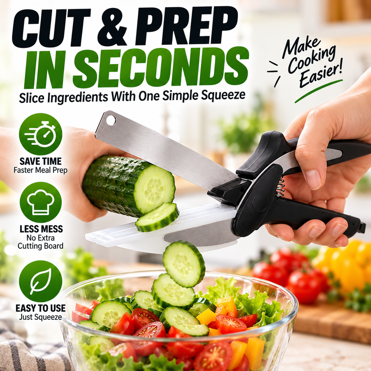 🔪✨2-in-1 Kitchen Scissors with Cutting Board ✂️🥬 | Stainless Steel 🔪✨
