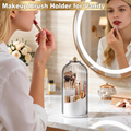 💄🔄 360° Rotating Makeup Brush Organizer – Clear Acrylic Cosmetic Storage Holder with Dust-Proof Lid ✨