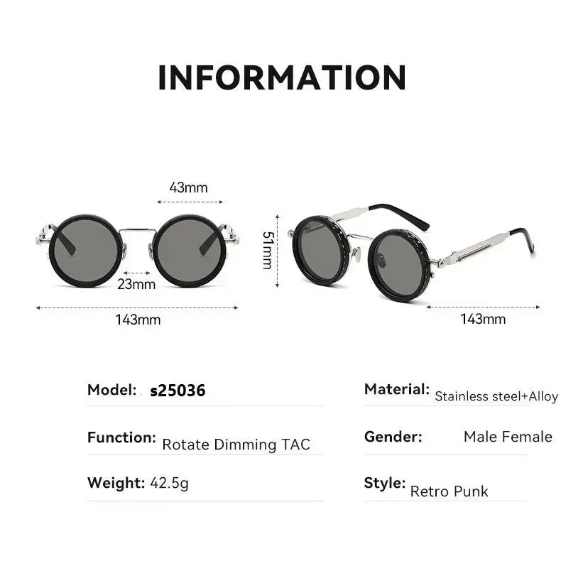 🕶️ Retro Punk Polarized Sunglasses | Adjustable Dimming UV400 Shades for Outdoor & Fishing