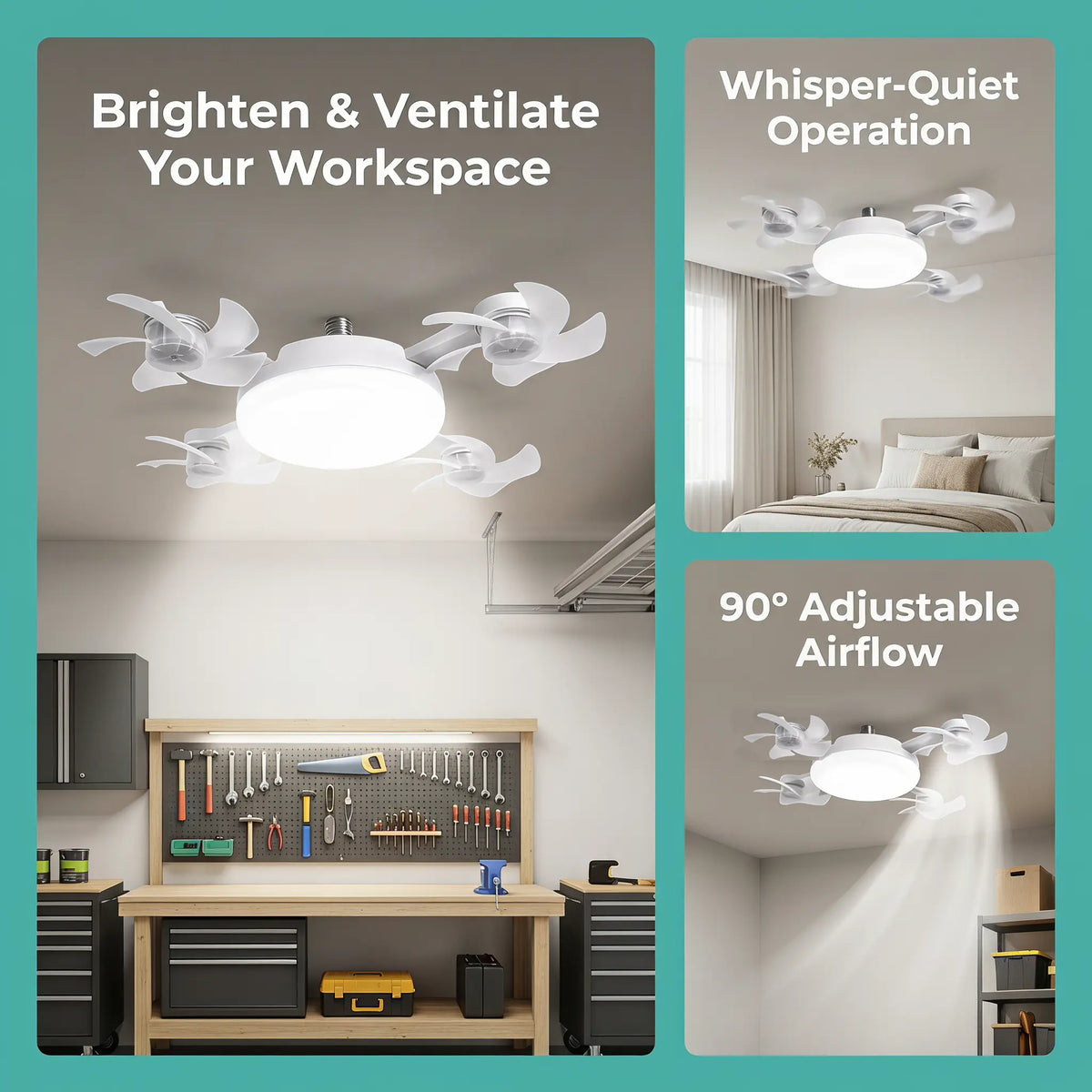 DealsForYouDays 2-in-1 Drone Fan Light, Silent LED Ceiling Fan with Remote, Energy Saving Lamp for Bedroom Kitchen Rental
