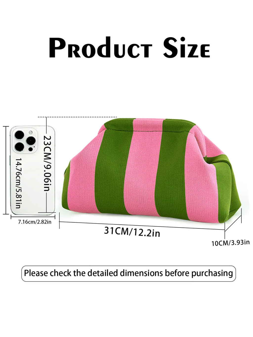 Women's Striped  Cloud Handbag, Clip-Top Crossbody Bag, Lightweight Foldable for Daily Use, Party, Travel, Gift Idea