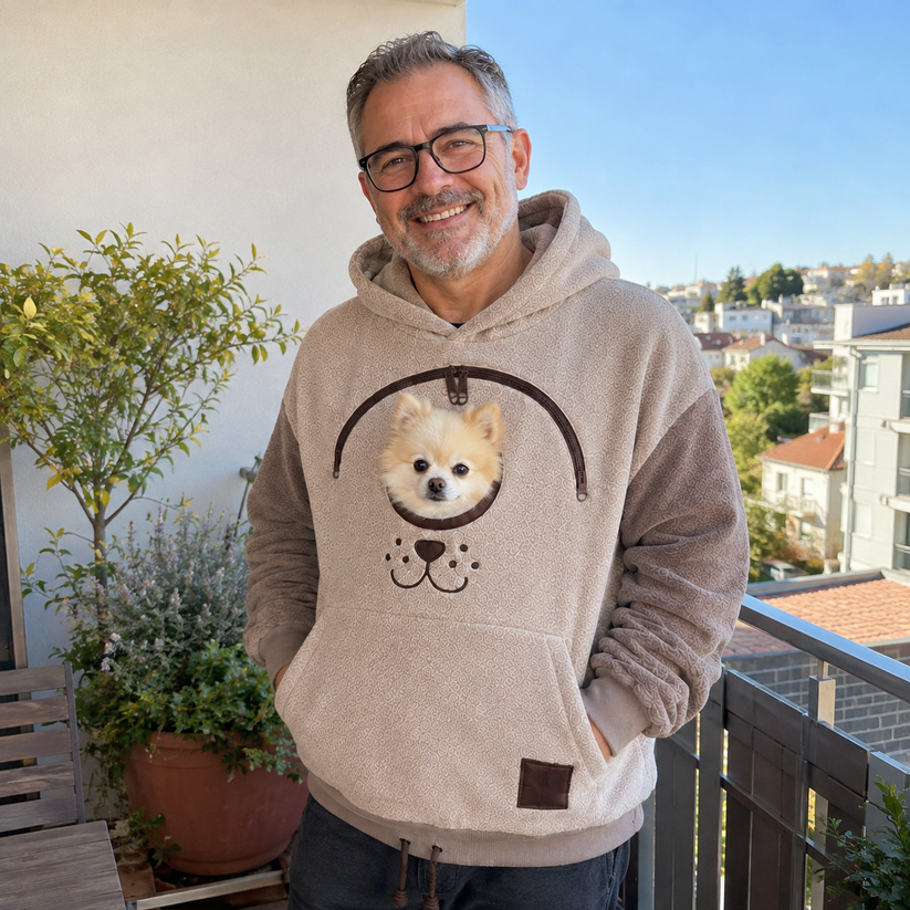 🐕 Cozy Fleece Pet Bonding Pouch Hoodie - Warm &Supportive Small Pet Carrier Clothing