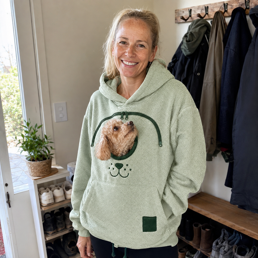 🐕 Cozy Fleece Pet Bonding Pouch Hoodie - Warm &Supportive Small Pet Carrier Clothing
