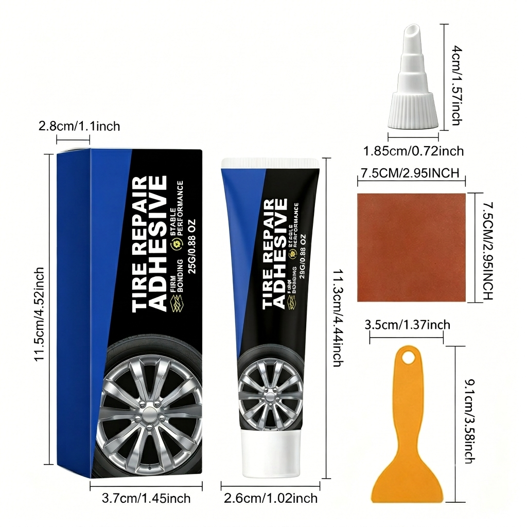 60ml Weather-Resistant, Waterproof, Flexible Tire Repair Adhesive – Includes Free Repair Tool