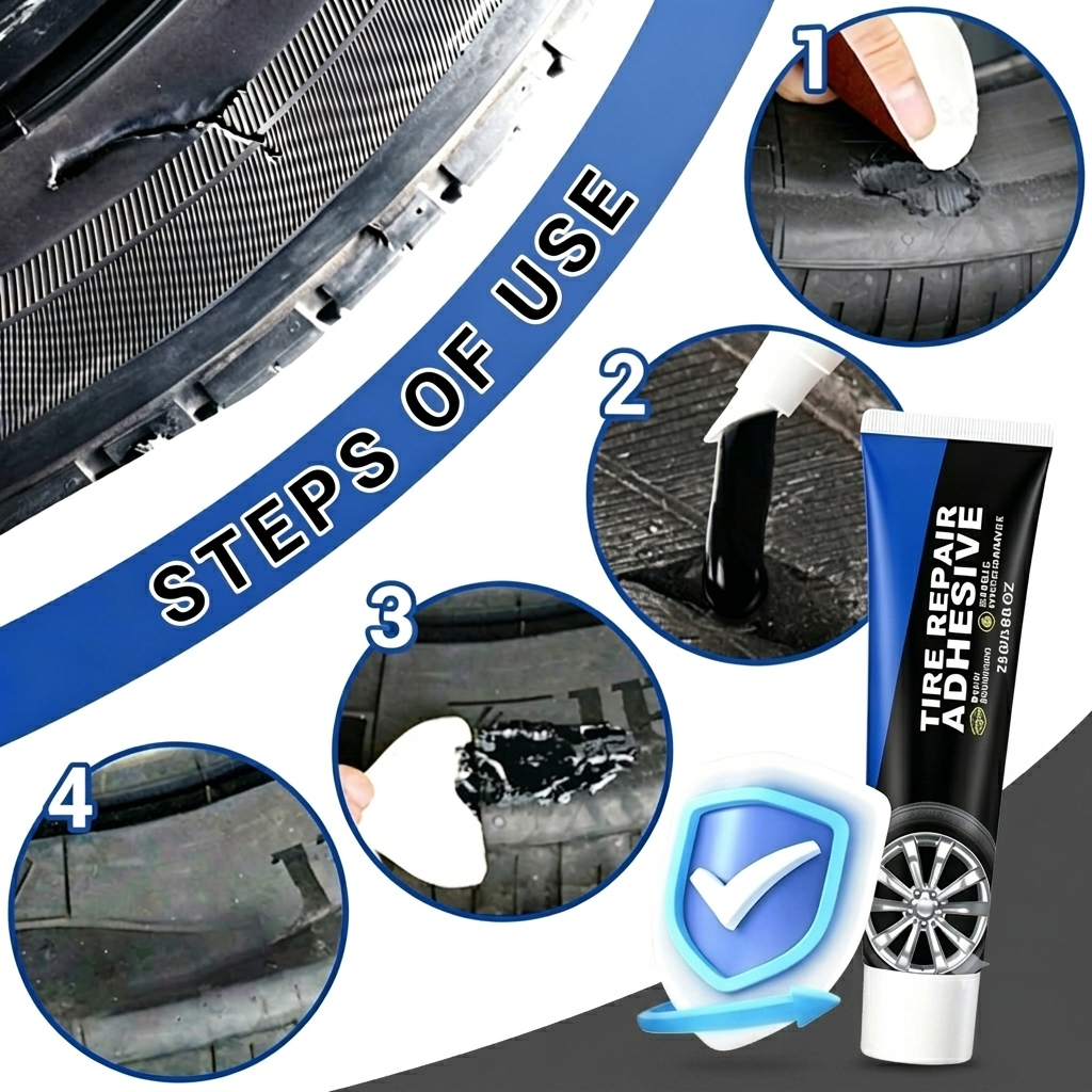 60ml Weather-Resistant, Waterproof, Flexible Tire Repair Adhesive – Includes Free Repair Tool