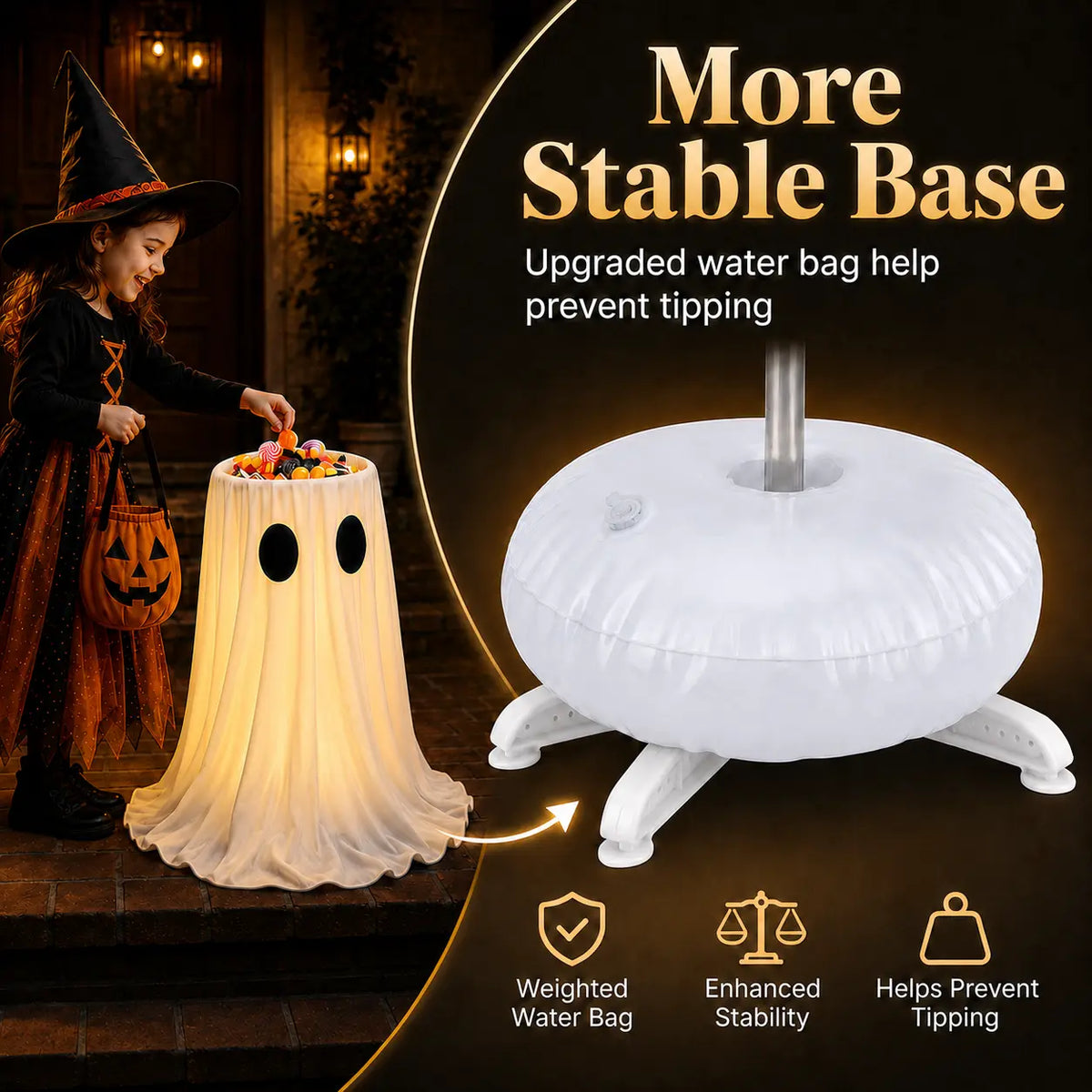 👻🍬 Halloween Glow-in-the-Dark Ghost Candy Bowl – With String Lights, Timer, and Remote Control 🎃✨